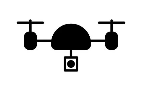 Black Silhouette of Modern Drone with Camera for Aerial Photography Stock Illustration