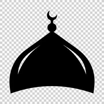 Black silhouette of a mosque dome with a crescent moon symbol on top Stock Illustration