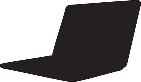 Black silhouette of an open laptop computer on a white background イラスト素材