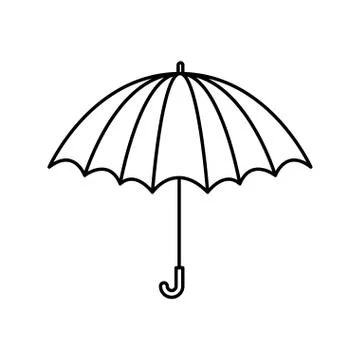 Black silhouette with opened umbrella Illustrazione stock