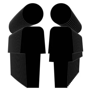 Black Silhouette of People Group Vector Element Stock Illustration