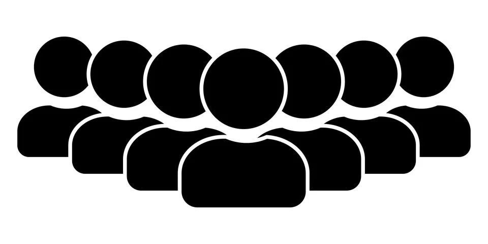 Black Silhouette of People Group Vector Element Stock Illustration