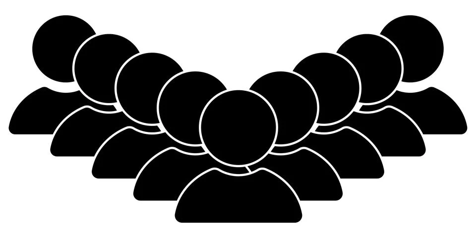 Black Silhouette of People Group Vector Element Stock Illustration