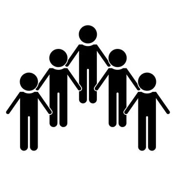 Black Silhouette of People Group Vector Element Stock Illustration