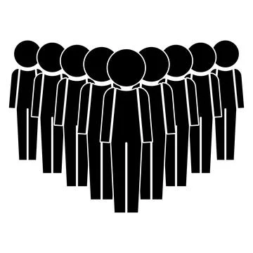 Black Silhouette of People Group Vector Element Stock Illustration