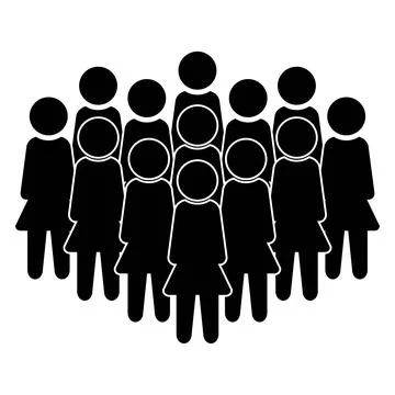 Black Silhouette of People Group Vector Element Stock Illustration