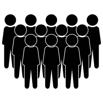 Black Silhouette of People Group Vector Element Stock Illustration