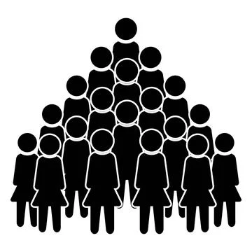 Black Silhouette of People Group Vector Element Stock Illustration