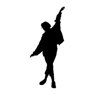Black silhouette of a person dancing dynamically Stock Illustration