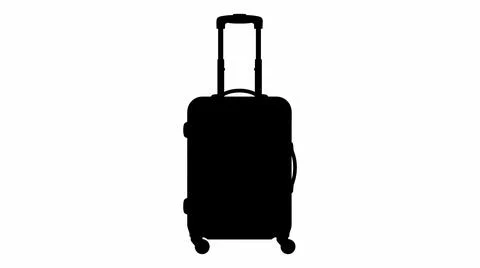 Black Silhouette of a Rolling Suitcase Stock Illustration