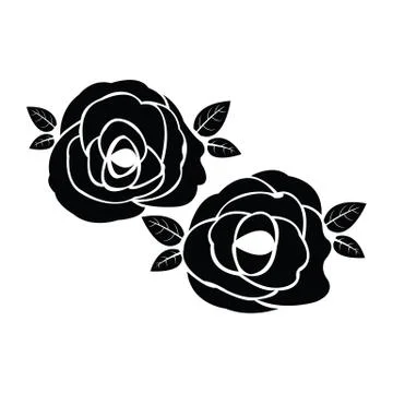 Black silhouette of rose Stock Illustration