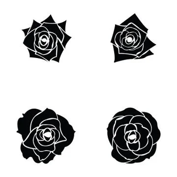 Black silhouette of rose Stock Illustration