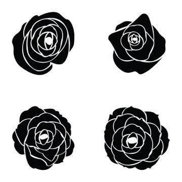 Black silhouette of rose Stock Illustration