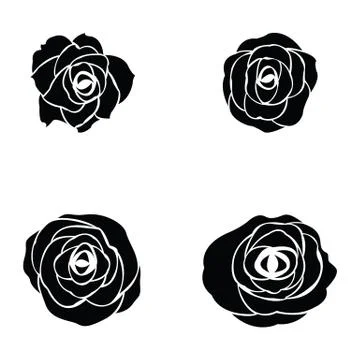 Black silhouette of rose Stock Illustration