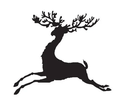 Black silhouette running deer vector Stock Illustration