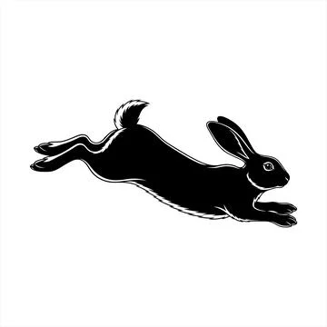 Black silhouette of a running rabbit vector 스톡 일러스트