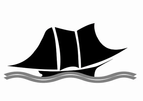 Black silhouette sailboat vector Stock Illustration