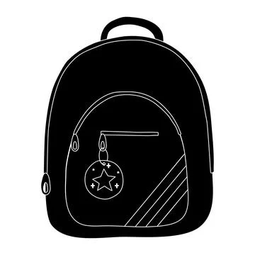 Black silhouette of school backpack, glyph icon flat vector イラスト素材