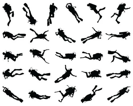 Black silhouette of scuba Stock Illustration