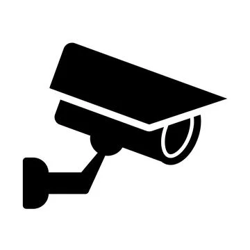 Black Silhouette of Security Camera with Mounting Bracket Icon Illustrazione stock