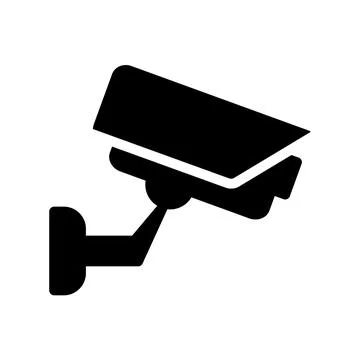 Black Silhouette of a Security Camera on a White Background Stock Illustration