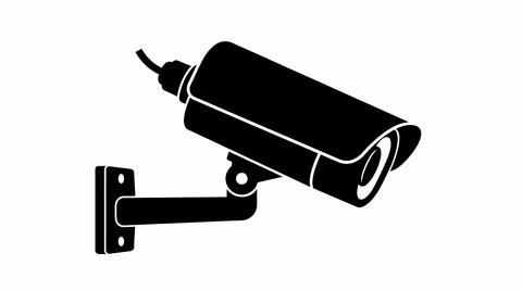 Black Silhouette of a Security Surveillance Camera Stock Illustration