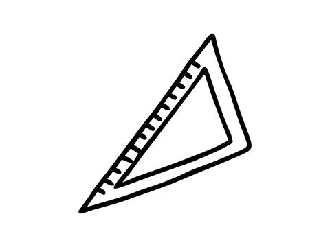 Black silhouette of a set square isolated on a white background. Concept of Stock Illustration