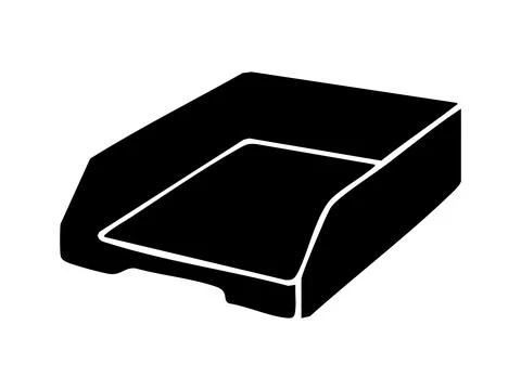 Black silhouette of single office document tray isolated on white background Stock Illustration