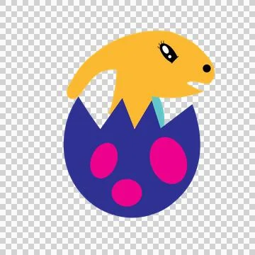 Black Silhouette Of A Small Creature Emerging cracked egg Stock Illustration
