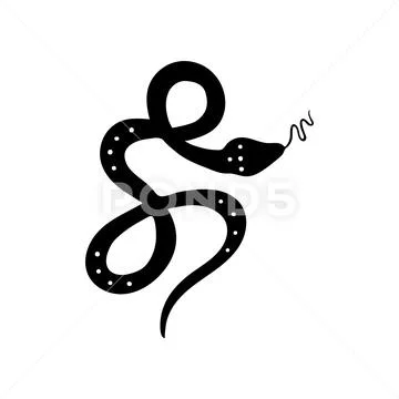 Black silhouette of snake. Vector illustration isolated on white ...