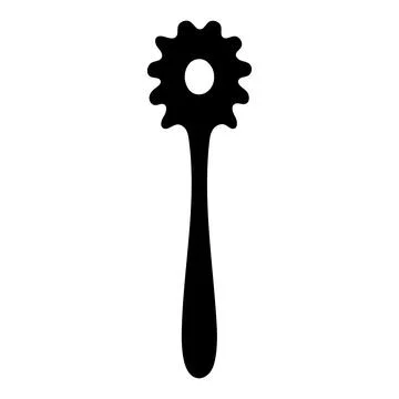 Black silhouette of a spaghetti server spoon kitchen utensil icon isolated .. Stock Illustration