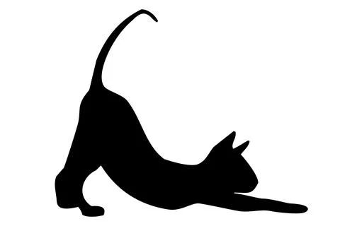 Black silhouette of a sphinx cat, on a white background Stock Illustration