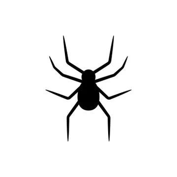 Black silhouette of spider isolated on white background. Halloween decorative Stock Illustration