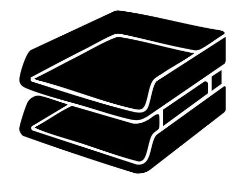 Black silhouette of stackable office document trays isolated on white background Illustrazione stock