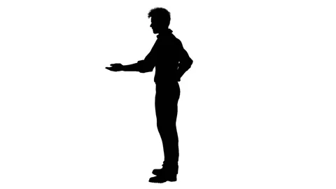 Black silhouette of a talking man. Alpha channel. Alpha matte. FullHD. Stock Footage 120929074