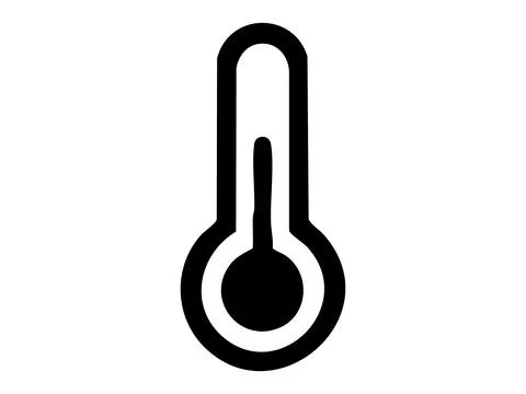 Black silhouette of thermometer icon, isolated on white background. concept of Stock Illustration