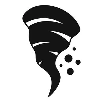 Black silhouette of tornado rotating with debris flying around Stock Illustration