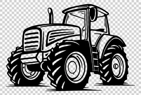 Black-silhouette-of-a-tractor-without-background Stock Illustration