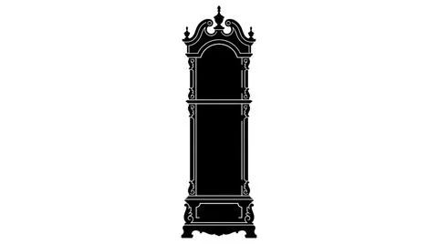 Black Silhouette of a Traditional Clock Stock Illustration