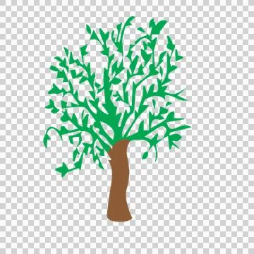 Black Silhouette Tree Abstract Shape leaves branches trunk Stock Illustration