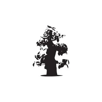The black silhouette of a tree on an isolated background Stock Illustration