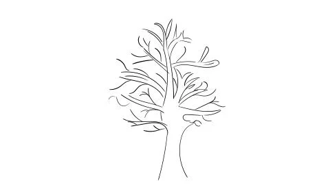 Black silhouette of tree isolated on white background, icon Stock Illustration