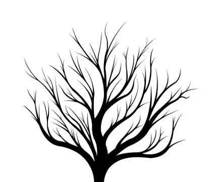 Black silhouette of a tree on a white background. Stock Illustration