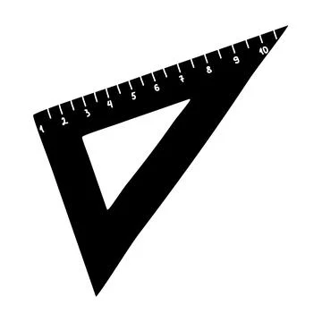 Black silhouette of triangular ruler, glyph icon flat vector Stock Illustration