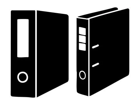 Black silhouette of two ring binders isolated on white background, graphic Stock Illustration