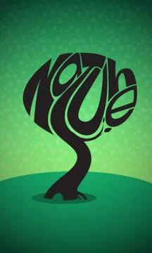 Black silhouette typography of a Tree Stock Illustration