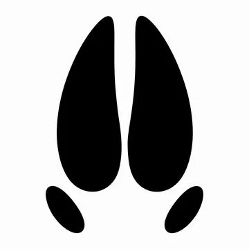 Black Silhouette Vector Graphic Representing Wild Deer Hoof Prints On White.. Ilustração Stock