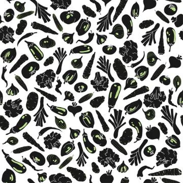 Black silhouette of vegetables Stock Illustration