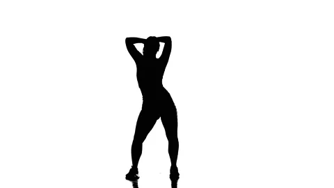 Black silhouette on a white background, girl dancing twerk, street modern dance Video stock 131342853