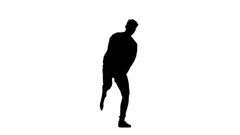 Black silhouette on a white background, a guy dancing street dances, isolated Video stock 121514822